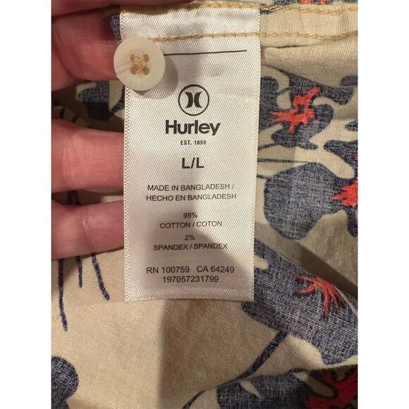 Hurley Men's Floral Short Sleeve Button-Down Shirt Size L Multicolor - Picture 8 of 9